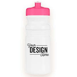20 oz. Bike Water Bottle - Color: White / Translucent Hot Pink