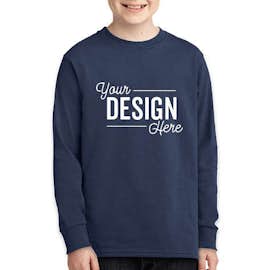 Port & Company Youth Core Cotton Long Sleeve T-shirt - Color: Navy