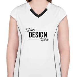 Augusta Women's Contrast V-Neck Volleyball Jersey - Color: White / Black