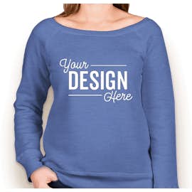 Bella + Canvas Women's Tri-Blend Wide Neck Sweatshirt - Color: Blue Triblend