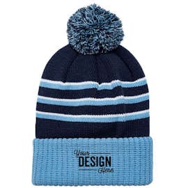 Richardson Stripe Cuffed Beanie - Color: Navy / Columbia Blue / White