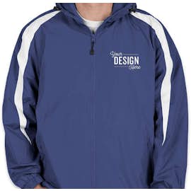 Sport-Tek Fleece Lined Colorblock Hooded Jacket - Color: True Royal / White