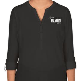 Port Authority Women's Henley Tunic Blouse - Color: Black