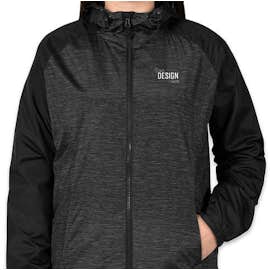 Sport-Tek Women's Heather Raglan Hooded Full Zip Jacket - Color: Black Heather / Black