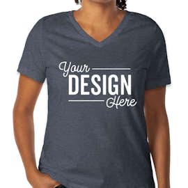 Bella + Canvas Women's Jersey V-Neck T-shirt - Color: Heather Navy
