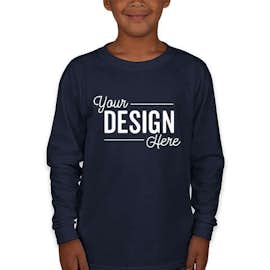Gildan Youth Ultra Cotton Long Sleeve T-shirt - Color: Navy