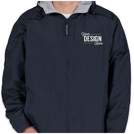 Port Authority Lined Hooded Team Jacket - Color: Bright Navy / Light Oxford
