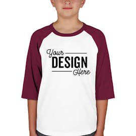 Sport-Tek Youth Raglan T-shirt - Color: White / Cardinal