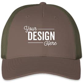 Richardson Five-Panel Snapback Trucker Hat - Color: Pale Khaki / Loden