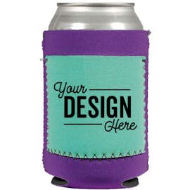 Neoprene Can Cooler with Pocket - Color: Fuchsia / Mint / Cub Gray