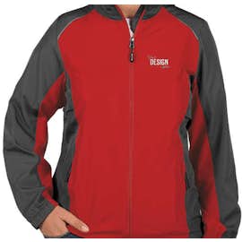 Core 365 Women's Colorblock Lightweight Full Zip Jacket - Color: Classic Red / Carbon