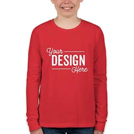 Bella + Canvas Youth Long Sleeve Jersey T-shirt - Color: Red