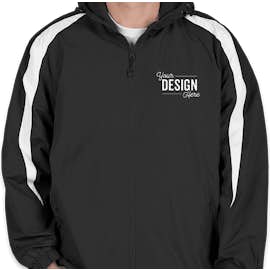 Sport-Tek Fleece Lined Colorblock Hooded Jacket - Color: Black / White