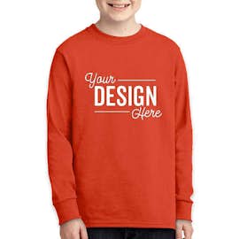 Port & Company Youth Core Cotton Long Sleeve T-shirt - Color: Orange