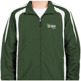 Sport-Tek Full Zip Colorblock Warm-Up Jacket - Color: Forest Green / White