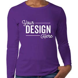 Gildan Women's 100% Cotton Long Sleeve T-shirt - Color: Purple