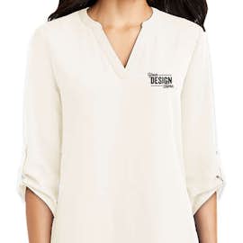 Port Authority Women's 3/4 Sleeve Tunic Blouse - Color: Ivory Chiffon