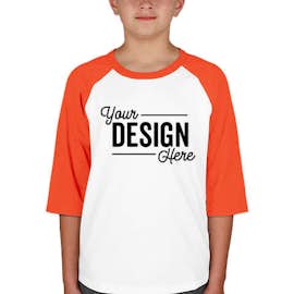 Sport-Tek Youth Raglan T-shirt - Color: White / Deep Orange