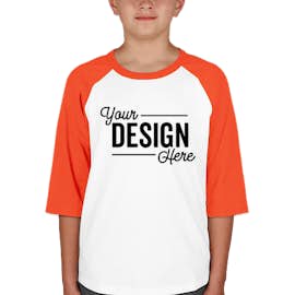 Sport-Tek Youth Raglan T-shirt - Color: White / Deep Orange