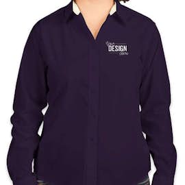 Port Authority Women's Long Sleeve Easy Care Shirt - Color: Purple/Light Stone