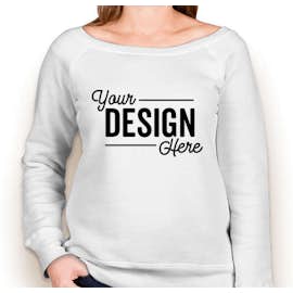 Bella + Canvas Women's Tri-Blend Wide Neck Sweatshirt - Color: Solid White Triblend