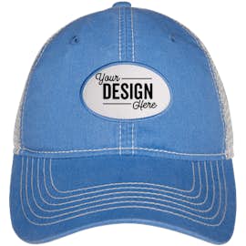 Oval Printed Patch Hat - Trucker - Color: Royal / White