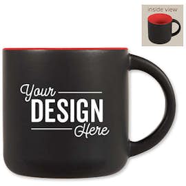 14 oz. Ceramic Two-Tone Black Minolo Mug - Color: Black / Red