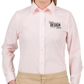 Devon & Jones Women's Banker Stripe Dress Shirt - Color: Pink