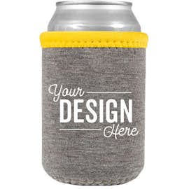 Heathered Jersey Neoprene Can Cooler - Color: Charcoal Gray / Yellow Gold / Yellow