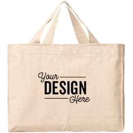 Bayside USA-Made Medium Gusseted 100% Cotton Canvas Tote - Color: Natural
