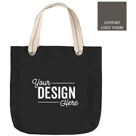 Port Authority Garment Washed Cotton Canvas Contrast Tote - Color: Black
