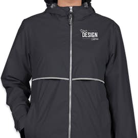 Charles River Women's New Englander Hooded Rain Jacket - Color: True Navy / Reflective
