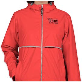 Charles River Women's New Englander Hooded Rain Jacket - Color: Red / Reflective