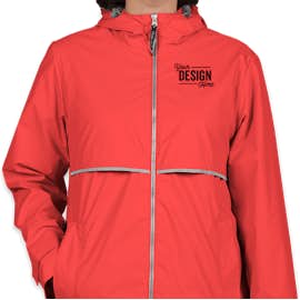 Charles River Women's New Englander Hooded Rain Jacket - Color: Red / Reflective