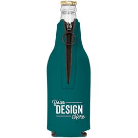 Foldable Foam Zipper Bottle Cooler - Color: Turquoise