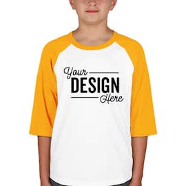 Sport-Tek Youth Raglan T-shirt - Color: White / Gold