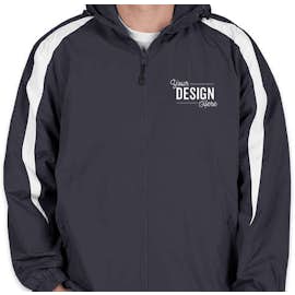 Sport-Tek Fleece Lined Colorblock Hooded Jacket - Color: True Navy / White