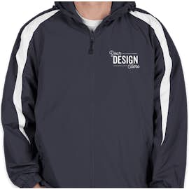 Sport-Tek Fleece Lined Colorblock Hooded Jacket - Color: True Navy / White