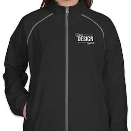 Elevate Women's Egmont Packable Contrast Zipper Windbreaker - Color: Black / Steel Grey