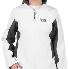 Port Authority Women's Colorblock Soft Shell Jacket - Color: Marshmallow / Battleship Grey