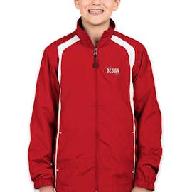 Sport-Tek Youth Full Zip Colorblock Warm-Up Jacket - Color: True Red / White