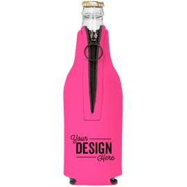 Foldable Foam Zipper Bottle Cooler - Color: Neon Pink