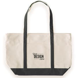 Large Heavyweight Cotton Zippered Boat Tote - Color: Black
