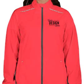 Port Authority Women's Reflective Running Full Zip Jacket - Color: Hot Coral / Grey Steel