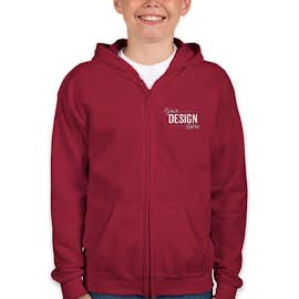 Gildan Youth Midweight Zip Hoodie - Color: Cardinal Red