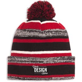 New Era Sideline Fleece Lined Pom Pom Beanie - Color: Black / Scarlet