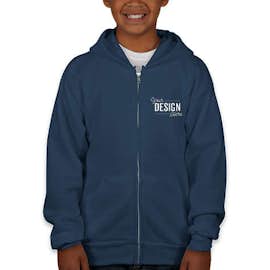 Hanes Youth EcoSmart 50/50 Zip Hoodie - Color: Navy