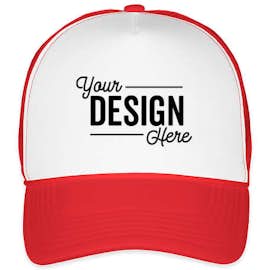 Valucap Foam/Mesh Trucker Hat - Color: White / Red