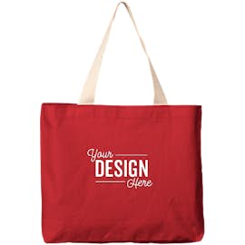 Bayside USA-Made Large 100% Cotton Canvas Tote - Color: Red