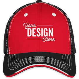 Sportsman Tri-Color Contrast Stitched Hat - Color: Red / Black